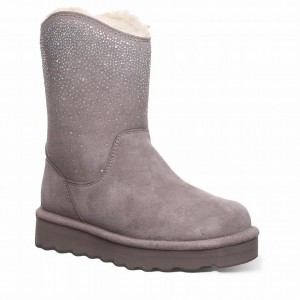 Kozaki Damskie Bearpaw Glam Platform Lo Szare | IVF7425OL