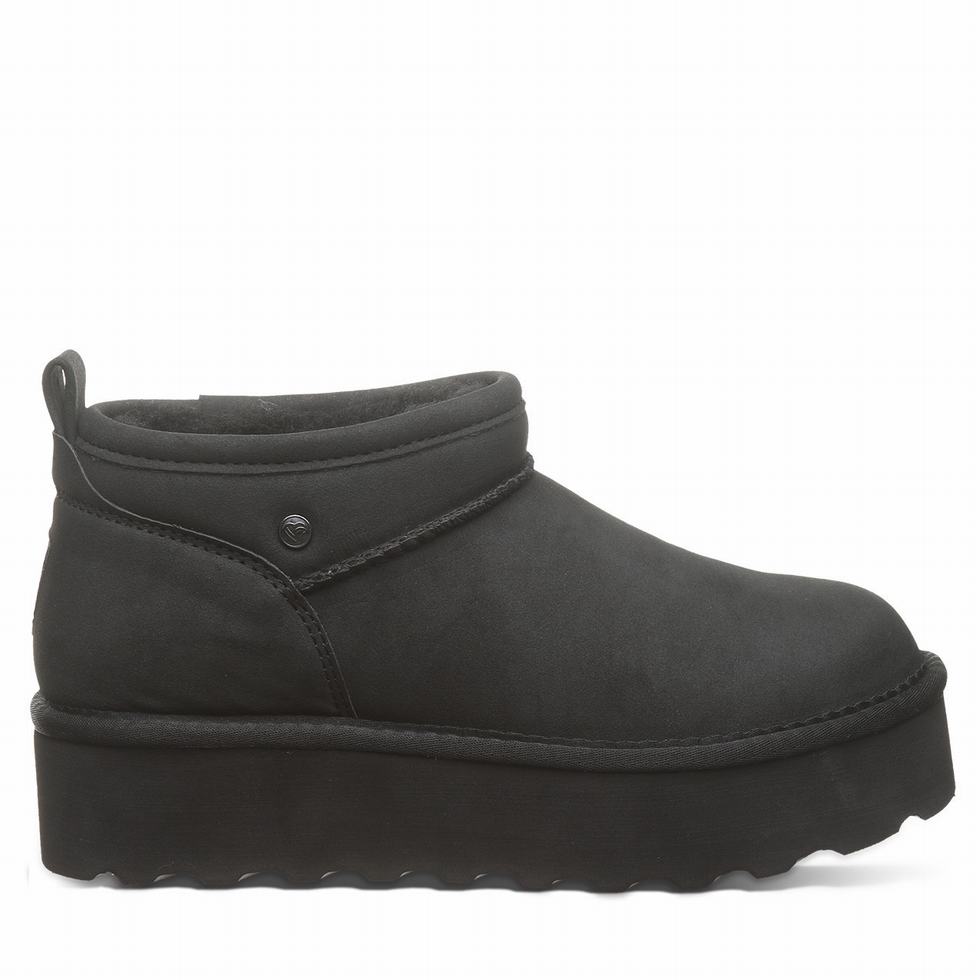 Buty na Platformie Damskie Bearpaw Retro Super Shorty Vegan Czarne | APP6366LB