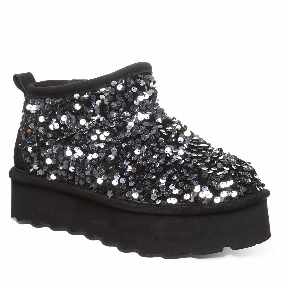 Buty na Platformie Damskie Bearpaw Retro Super Shorty Sequin Szare | KZN9973GI