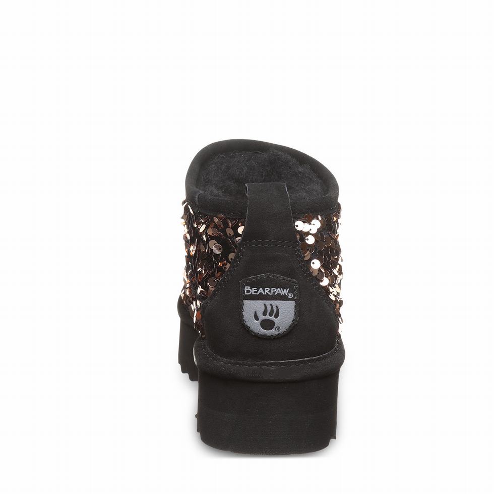 Buty na Platformie Damskie Bearpaw Retro Super Shorty Sequin Brązowe | USR4540LM