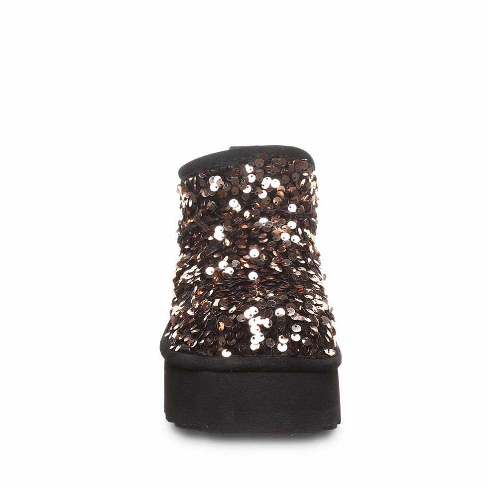 Buty na Platformie Damskie Bearpaw Retro Super Shorty Sequin Brązowe | USR4540LM