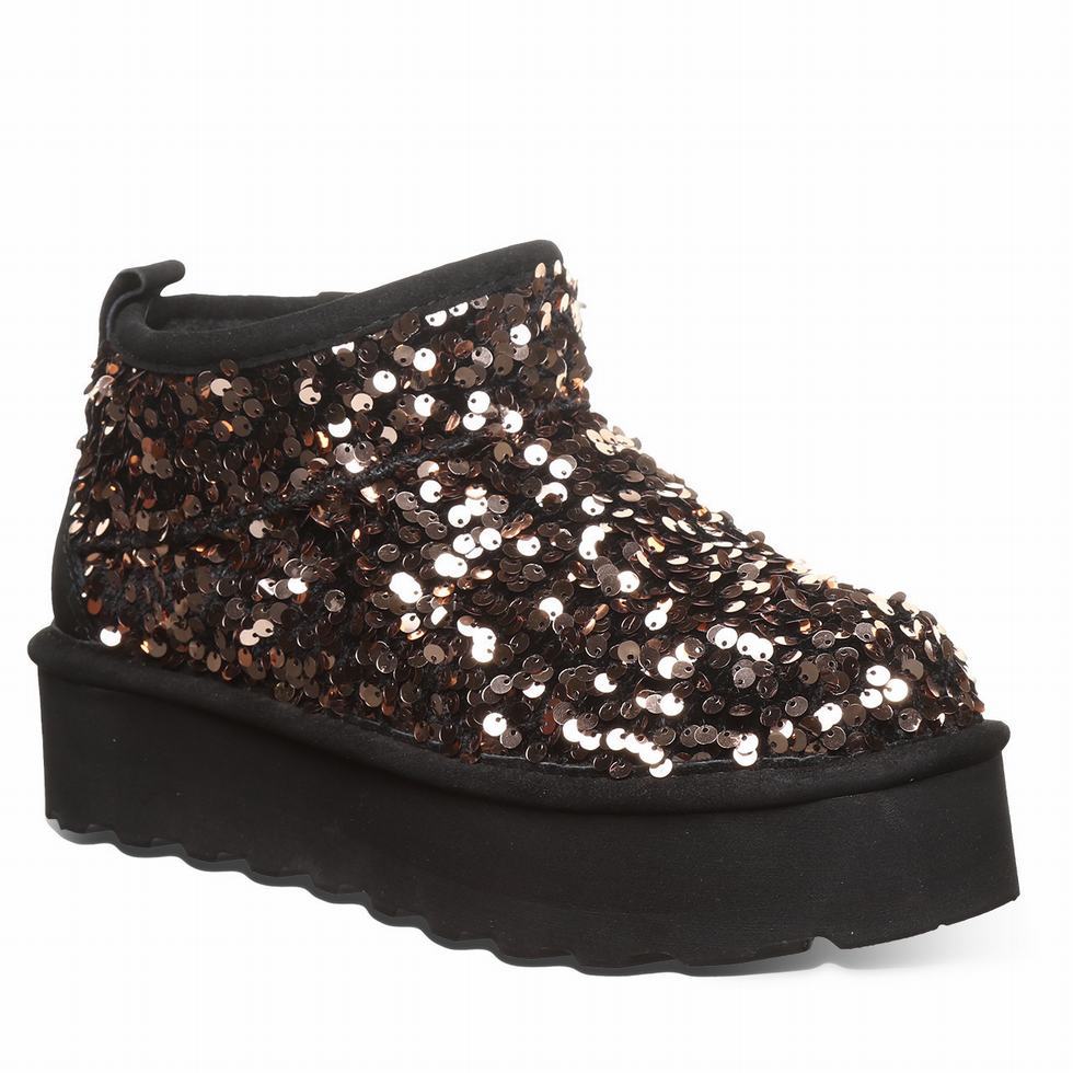 Buty na Platformie Damskie Bearpaw Retro Super Shorty Sequin Brązowe | USR4540LM