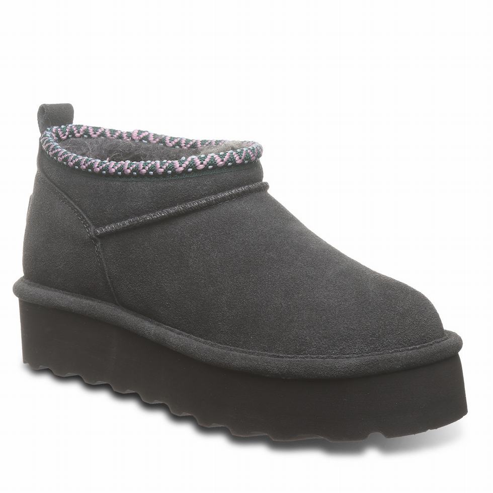 Buty na Platformie Damskie Bearpaw Retro Super Shorty Deco Szare | BYB9337GO