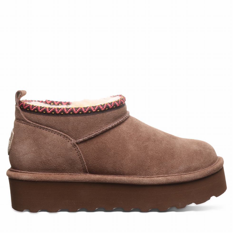 Buty na Platformie Damskie Bearpaw Retro Super Shorty Deco Brązowe | VWU1578MD