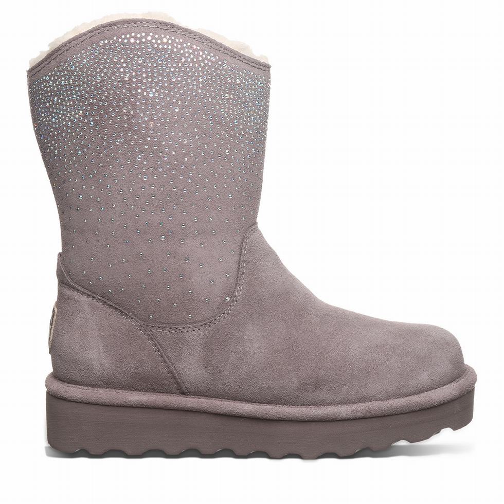 Kozaki Damskie Bearpaw Glam Platform Lo Szare | IVF7425OL